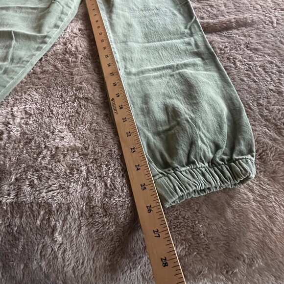 American Eagle Green Drawstring Scrunch Bottom Pants Denim-Ish Material Size 2 - Picture 7 of 9
